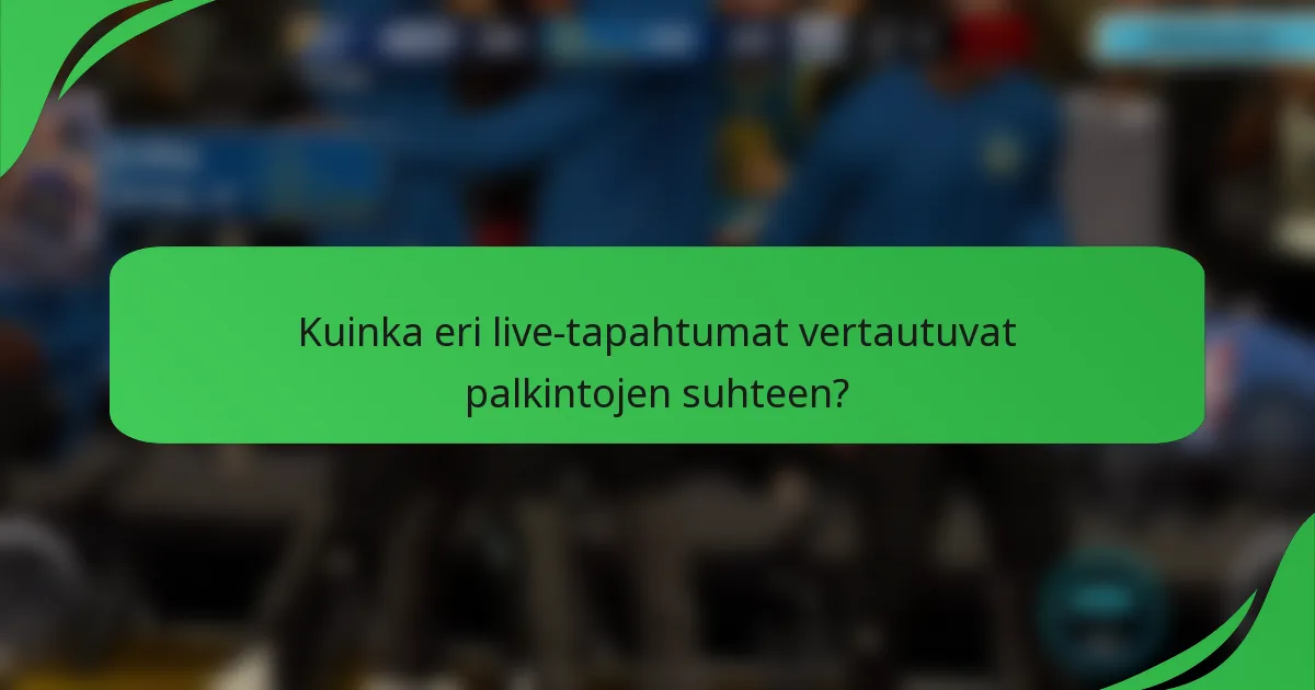 Kuinka eri live-tapahtumat vertautuvat palkintojen suhteen?