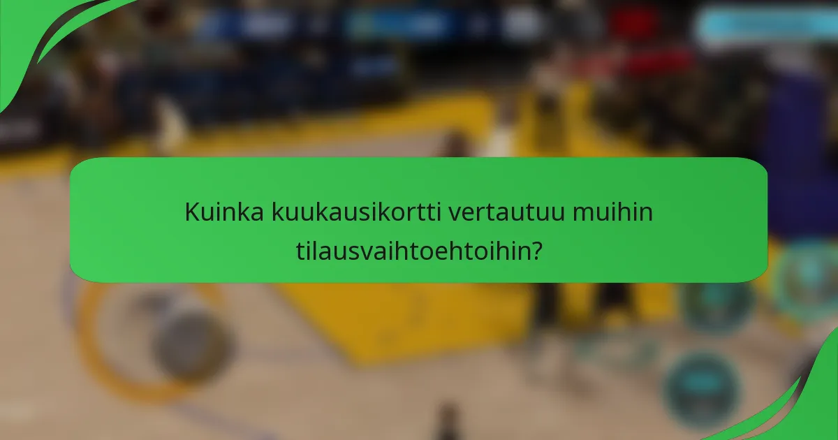 Kuinka kuukausikortti vertautuu muihin tilausvaihtoehtoihin?