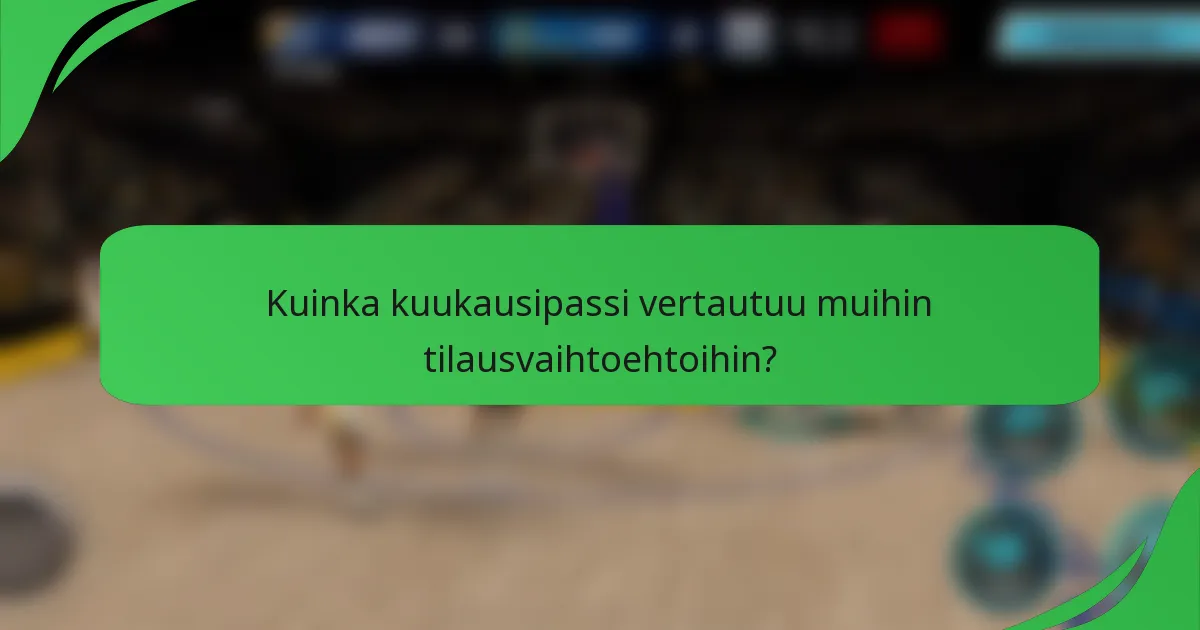 Kuinka kuukausipassi vertautuu muihin tilausvaihtoehtoihin?