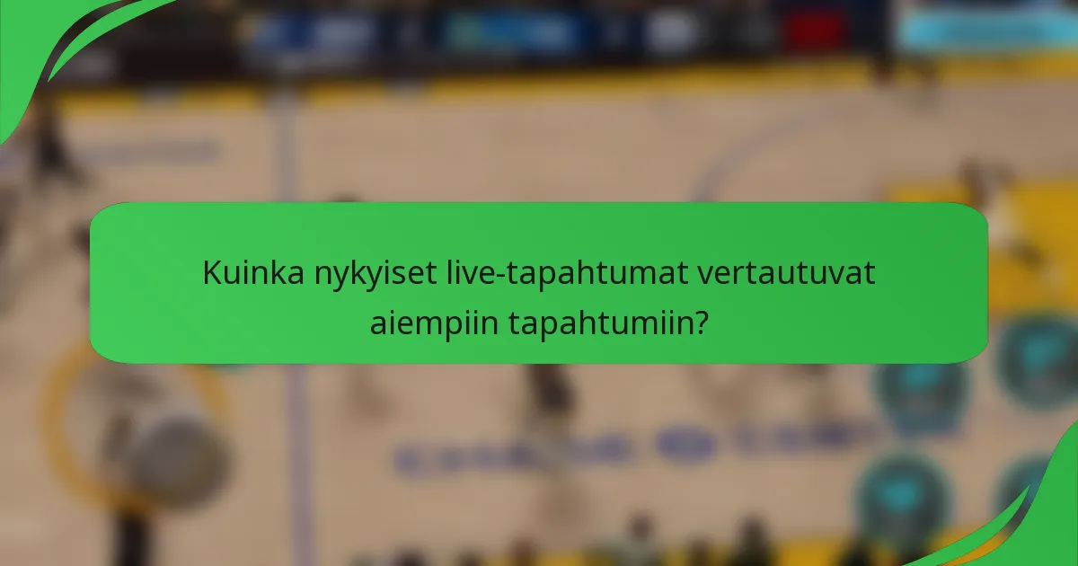 Kuinka nykyiset live-tapahtumat vertautuvat aiempiin tapahtumiin?